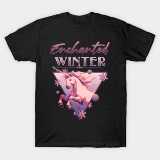 Enchanted Winter 80s Retro Unicorn T-Shirt